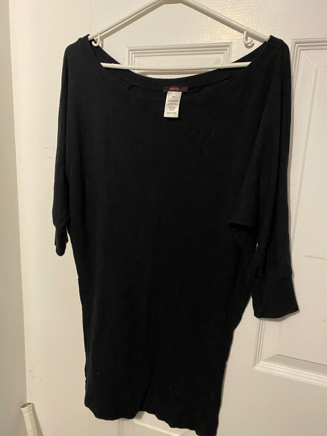 Mark. Black Boat Neck Dolman Sleeve Top