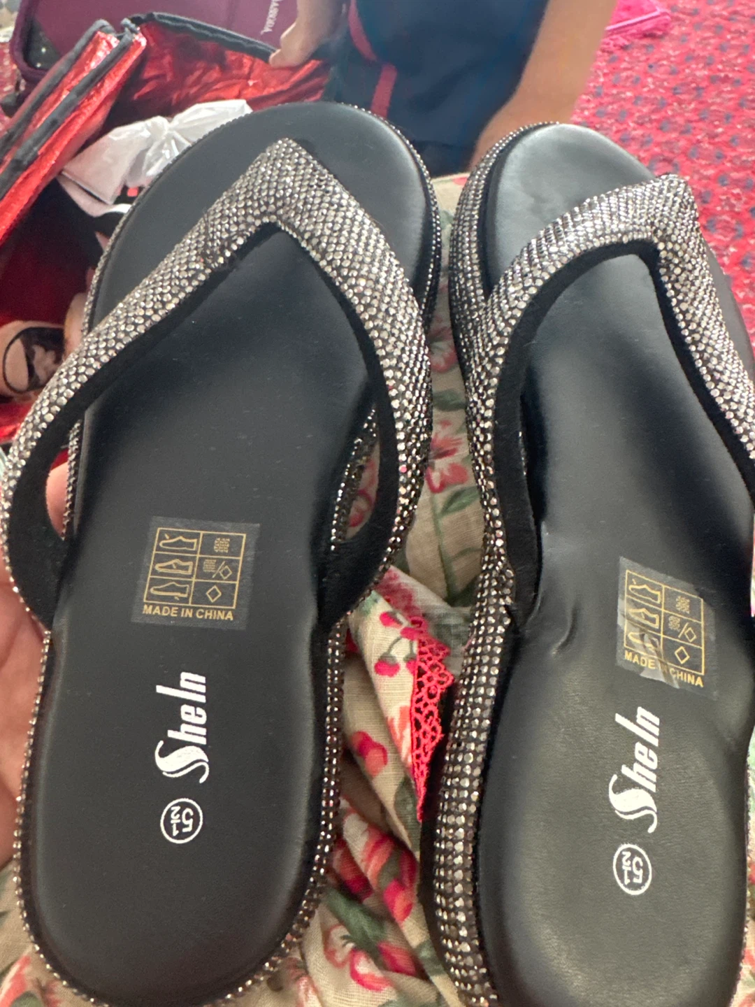 Shein Embellished Flip Flops Size 5.5