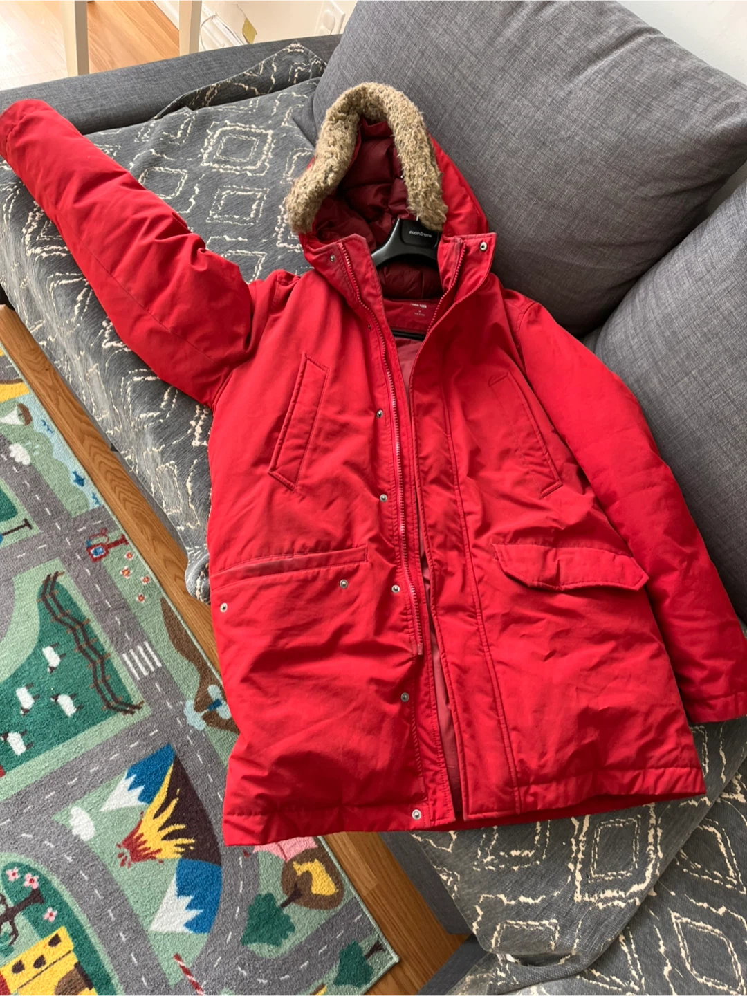 Uniqlo Red Winter Parka Jacket - Size M