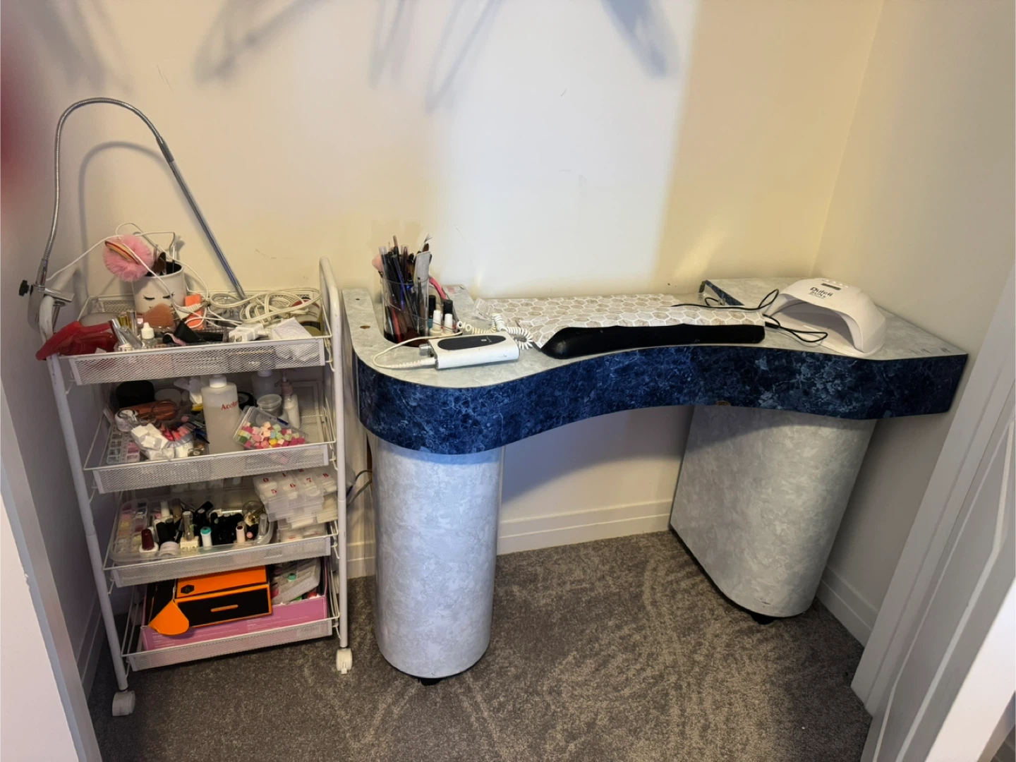 Nail Art Supply Rolling Cart and Desk Accessories