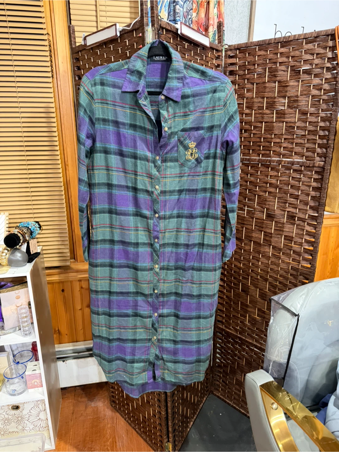 Lauren Ralph Lauren Plaid Button-Up Shirt Dress Size S