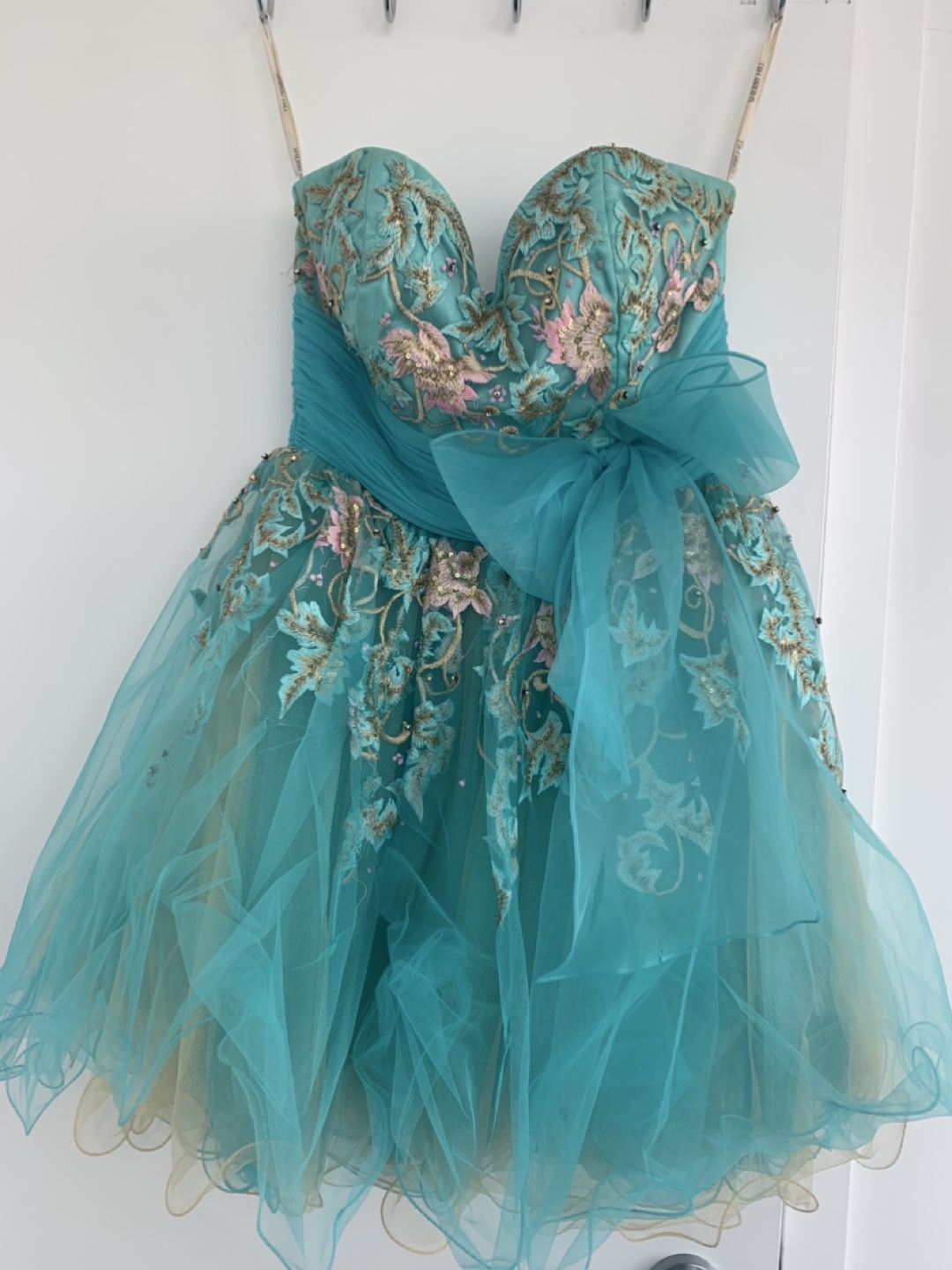 Sherri Hill Prom Dress 🏆:  Embroidered Strapless Dress with Bow