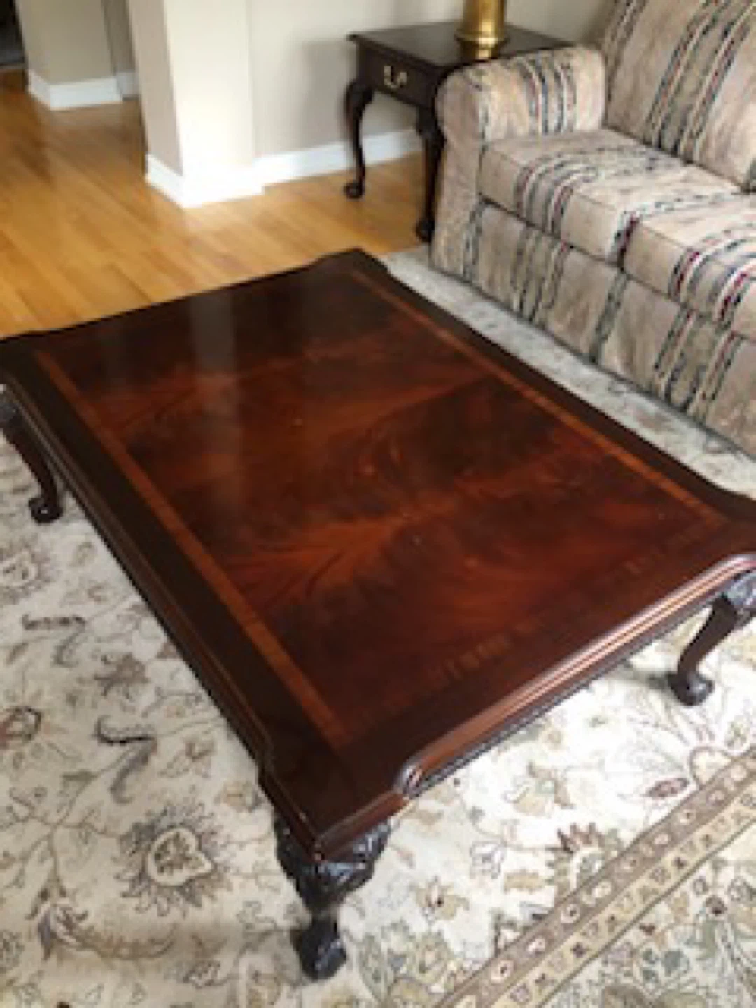 Wooden Coffee Table with Ornate Legs