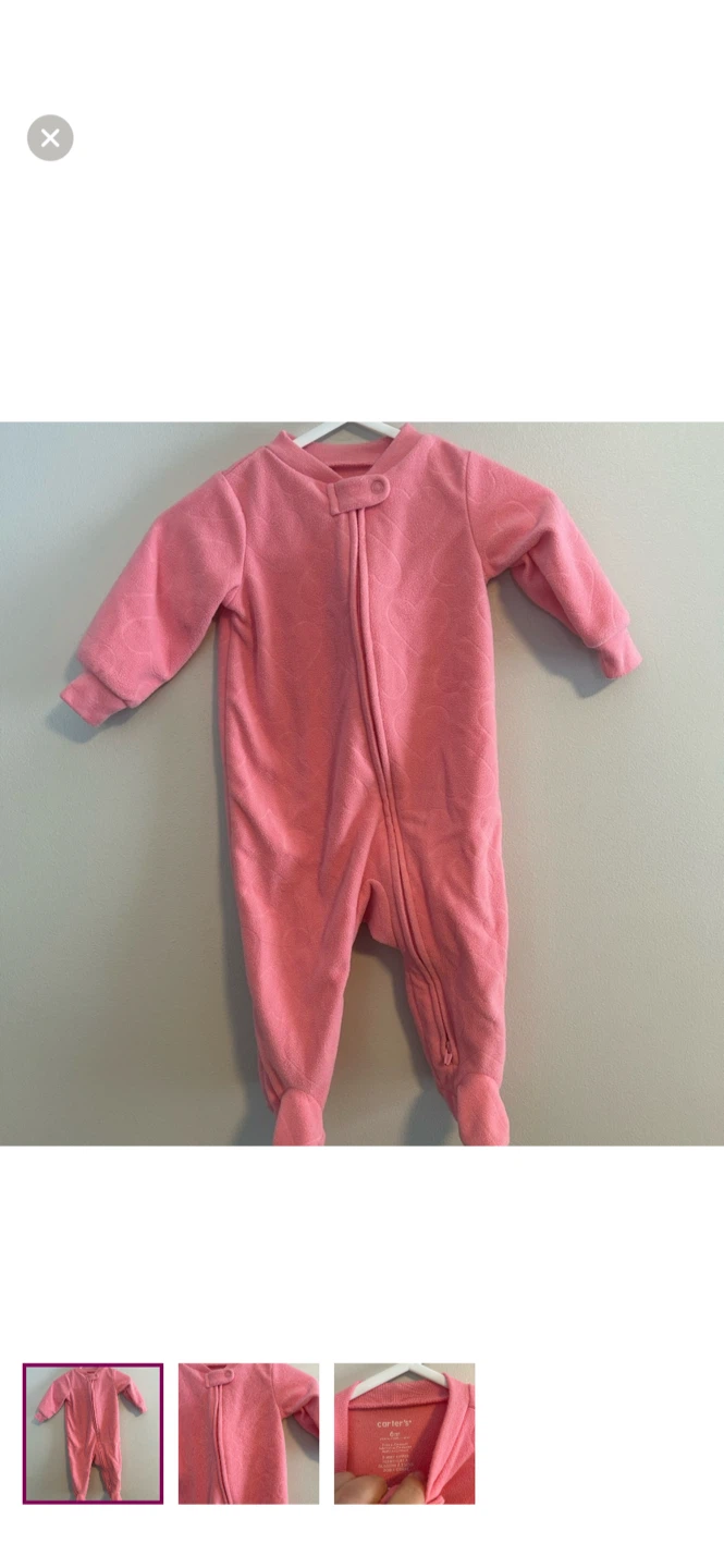 Carter's Pink Fleece Footed Sleeper Pajamas - 6 Months