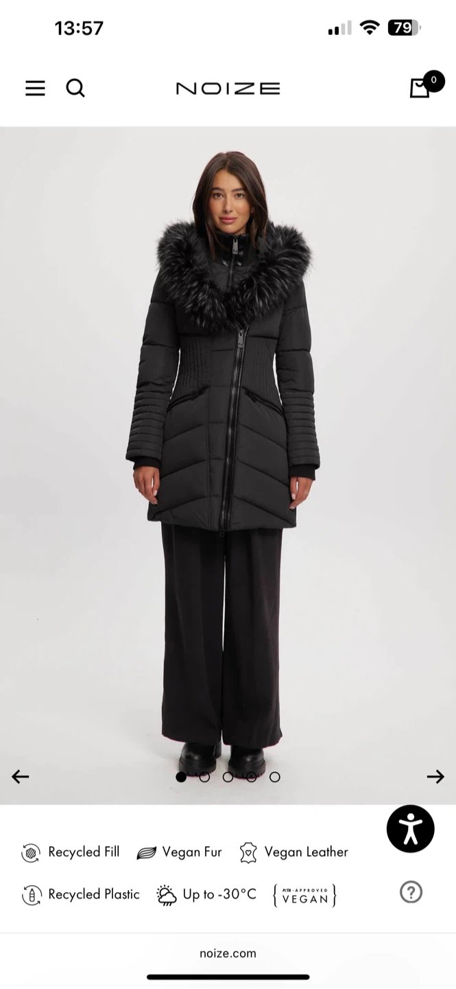 NOIZE Black Puffer Coat with Fur Trim - Women's XS