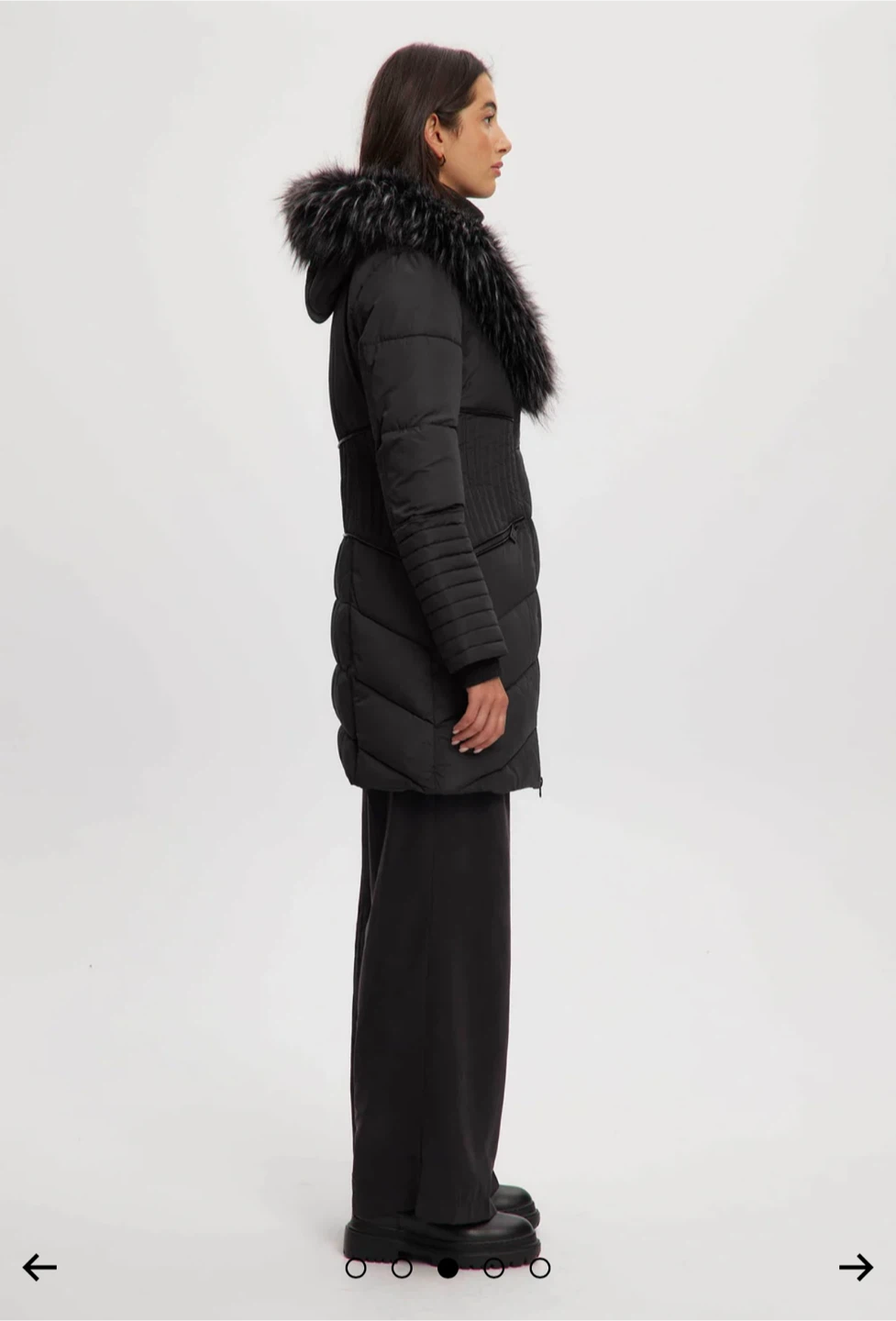 NOIZE Black Puffer Coat with Fur Trim - Women's XS - photo 3