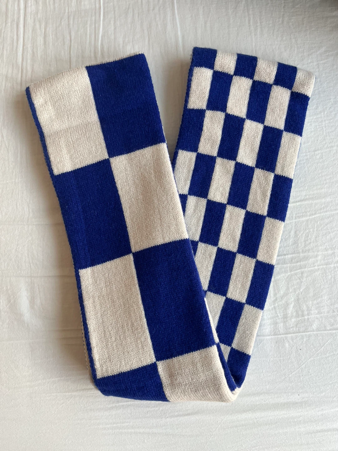 Blue and White Checkered Scarf