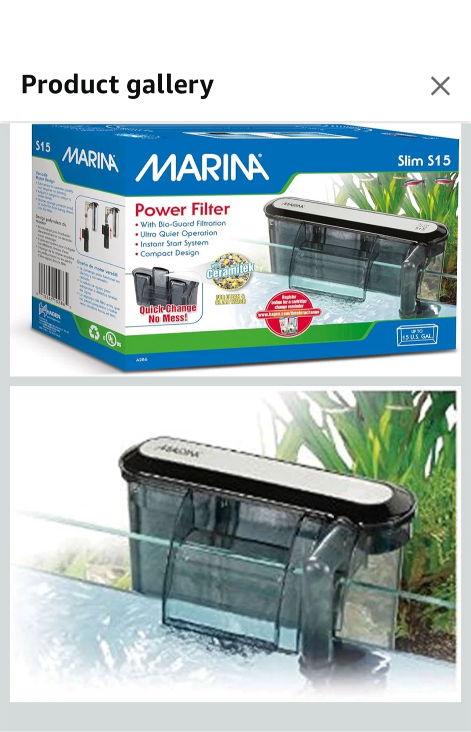 Marina Slim Filter S15 Power Filter for Aquariums