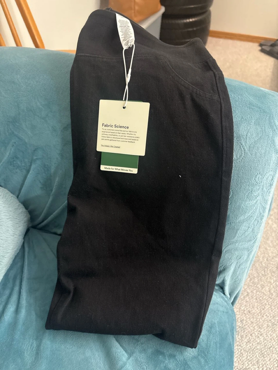 Black Pants with Fabric Science Tag