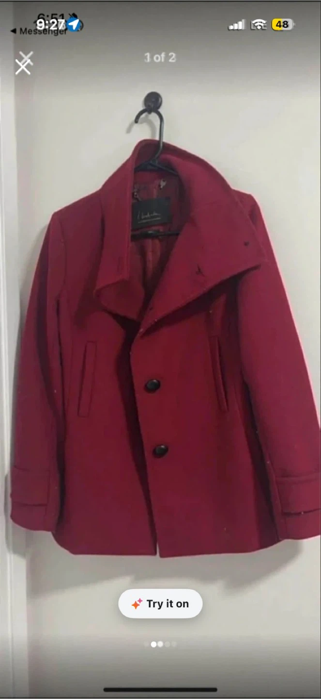 T. Babaton Red Wool & Cashmere Coat - Small