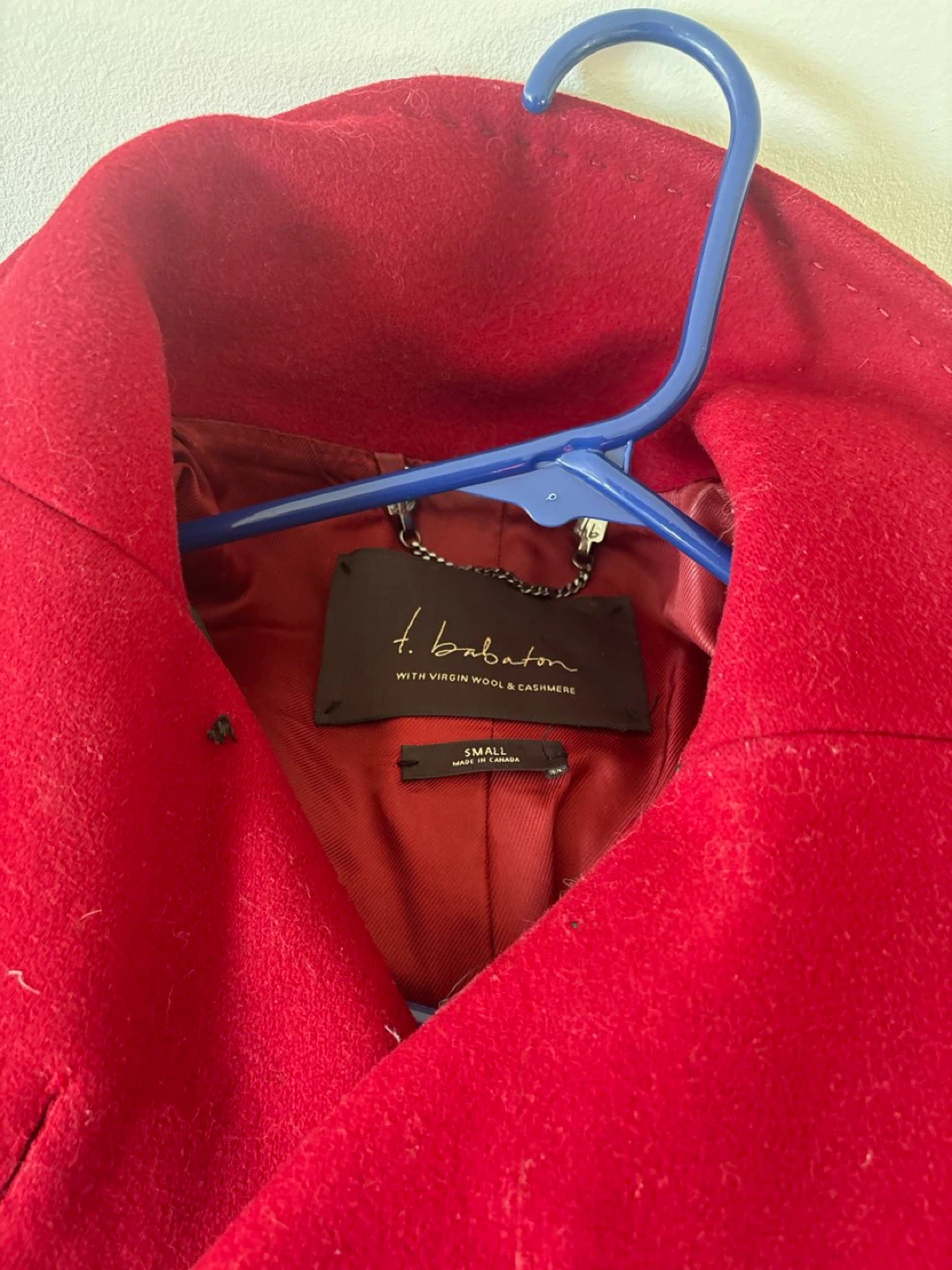 T. Babaton Red Wool & Cashmere Coat - Small - photo 2