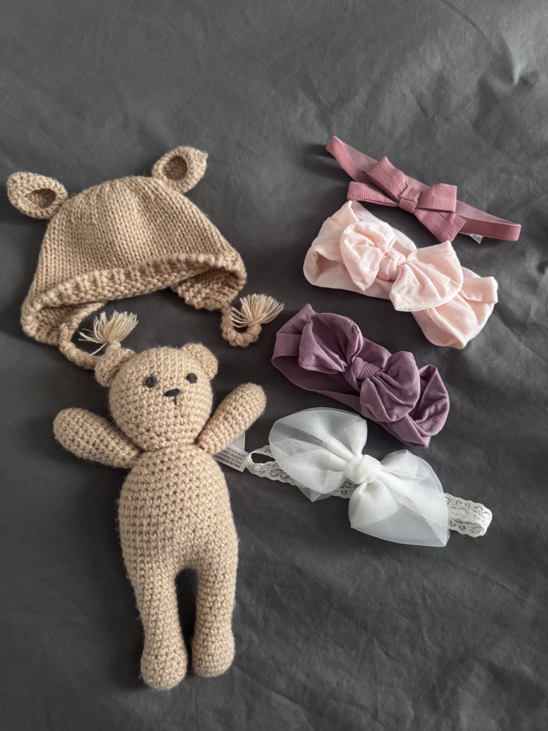 Baby Bear Hat and Baby Bling Headband Set