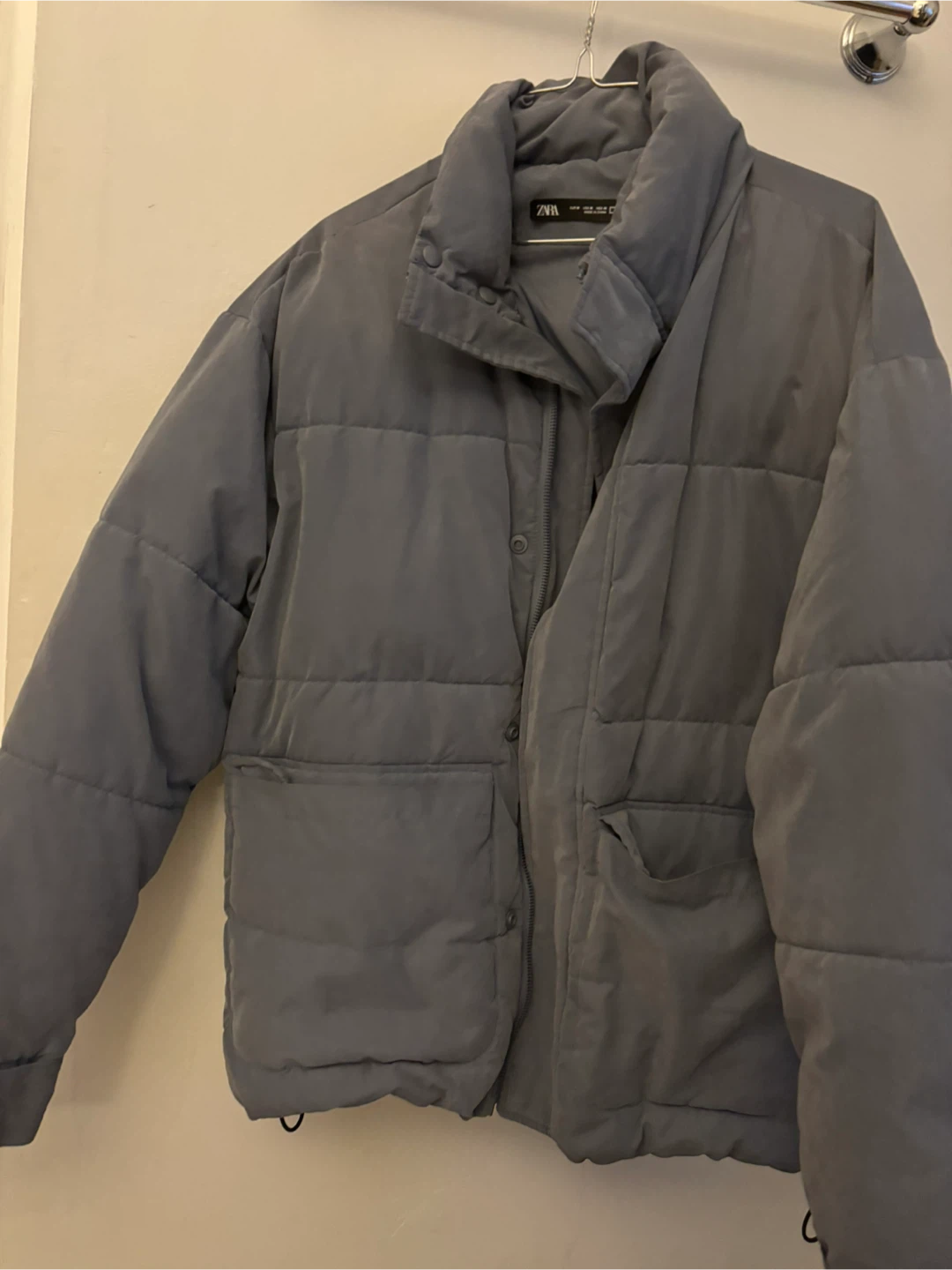 ZARA Blue ,Grey Puffer Jacket