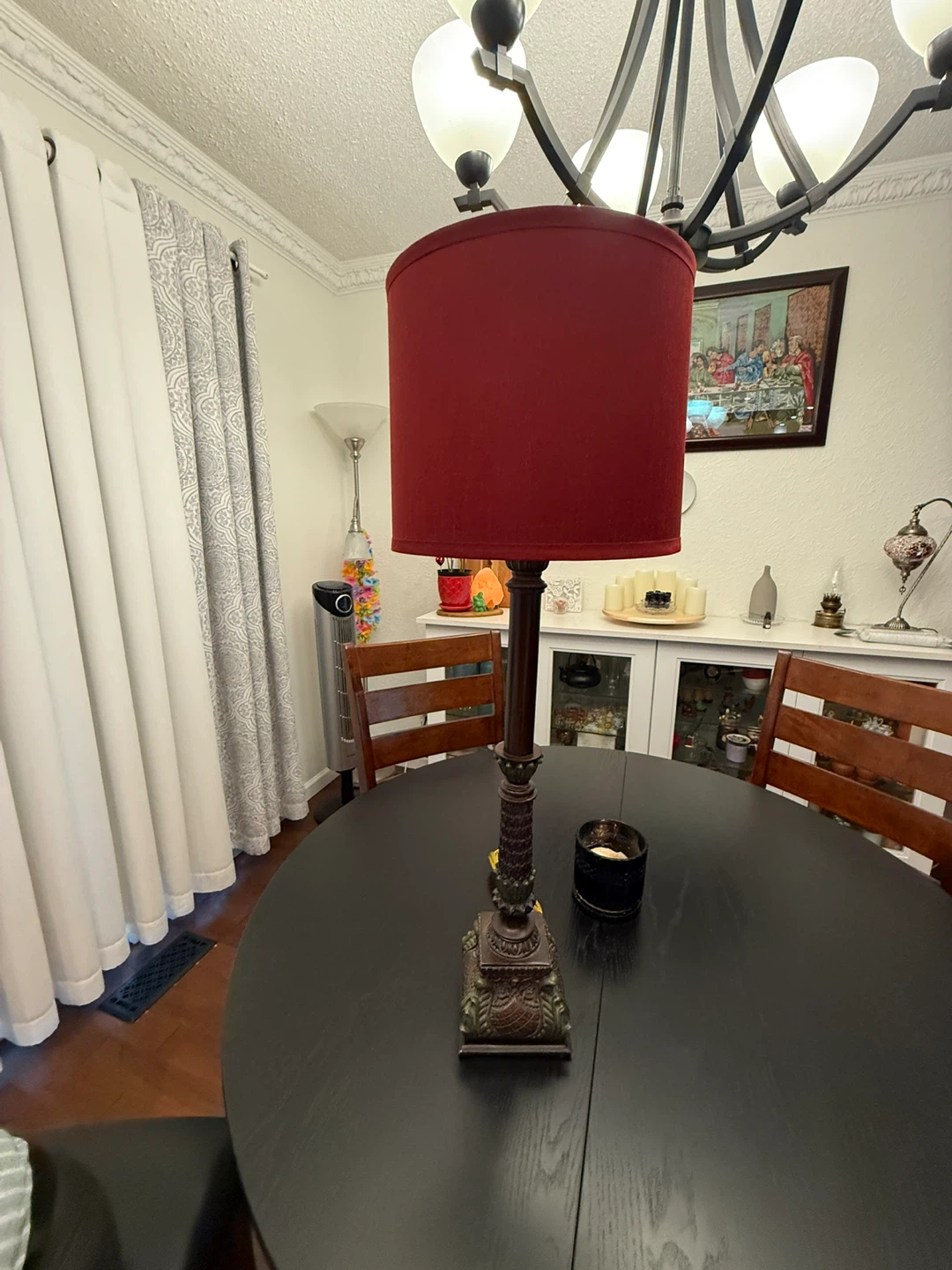 Decorative Table Lamp with Red Shade