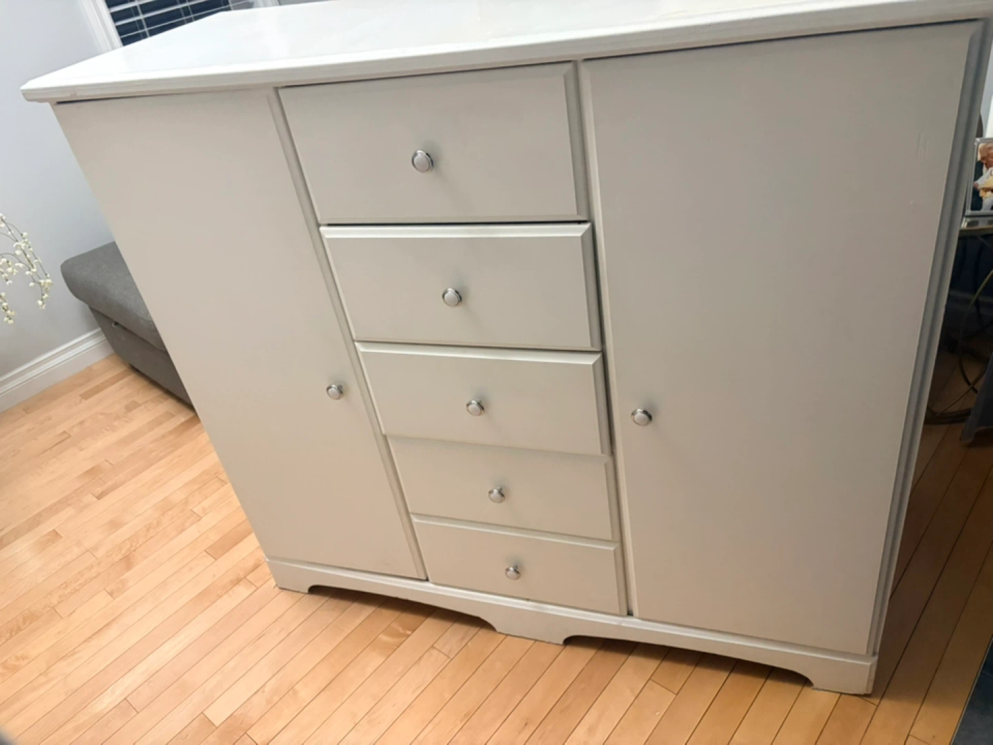 White Dresser with Doors and Drawers