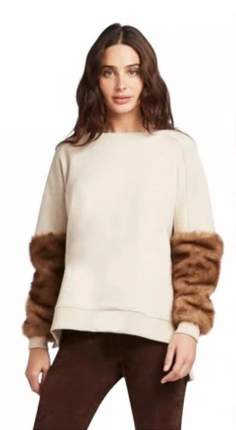 Elie Tahari Faux Fur Trim Sweatshirt