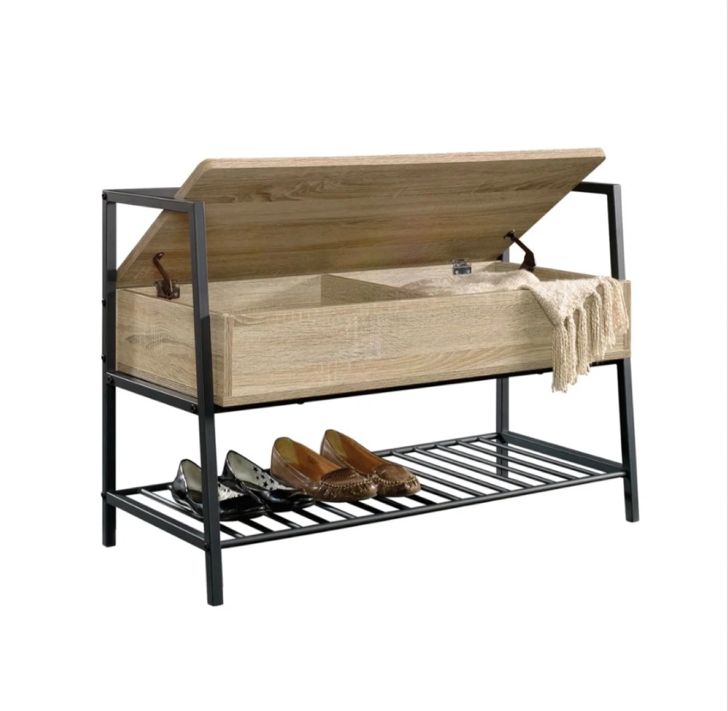 Bench with Storage Shelf - 35.38" W x 15.5" D x 24" H