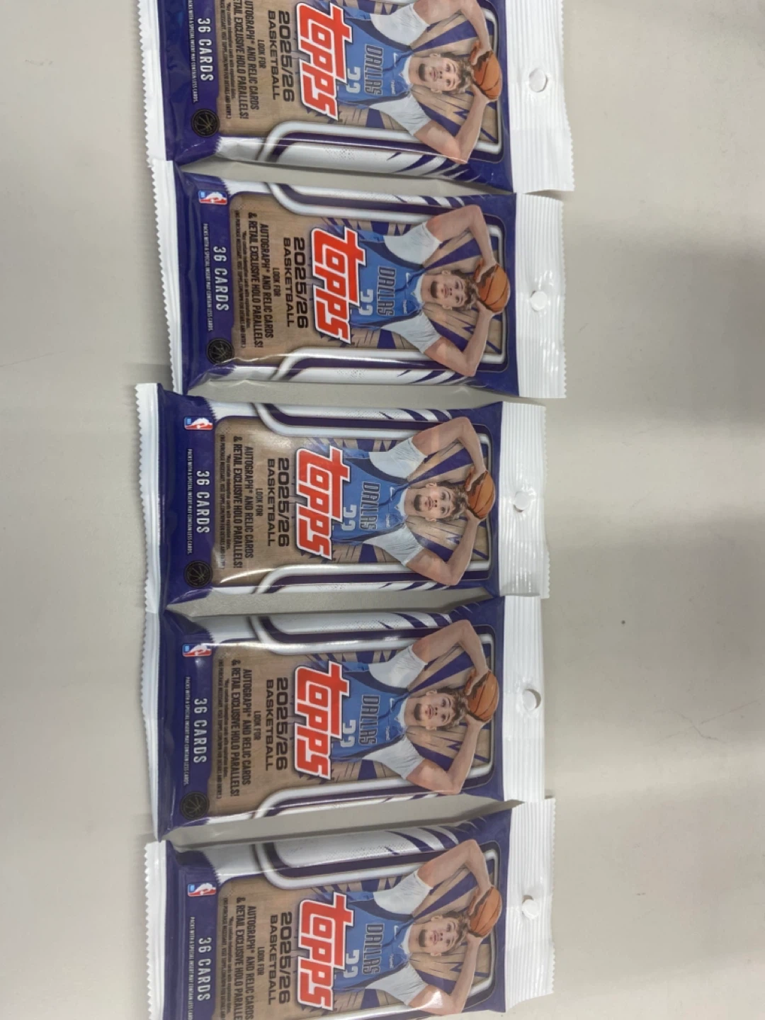 Topps 2025/26 Basketball Card Packs (5 Pack Lot)