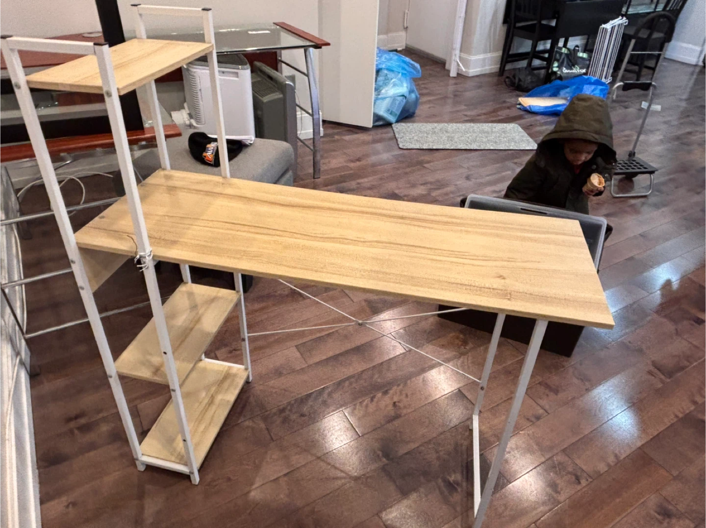 Desk with Shelving Unit