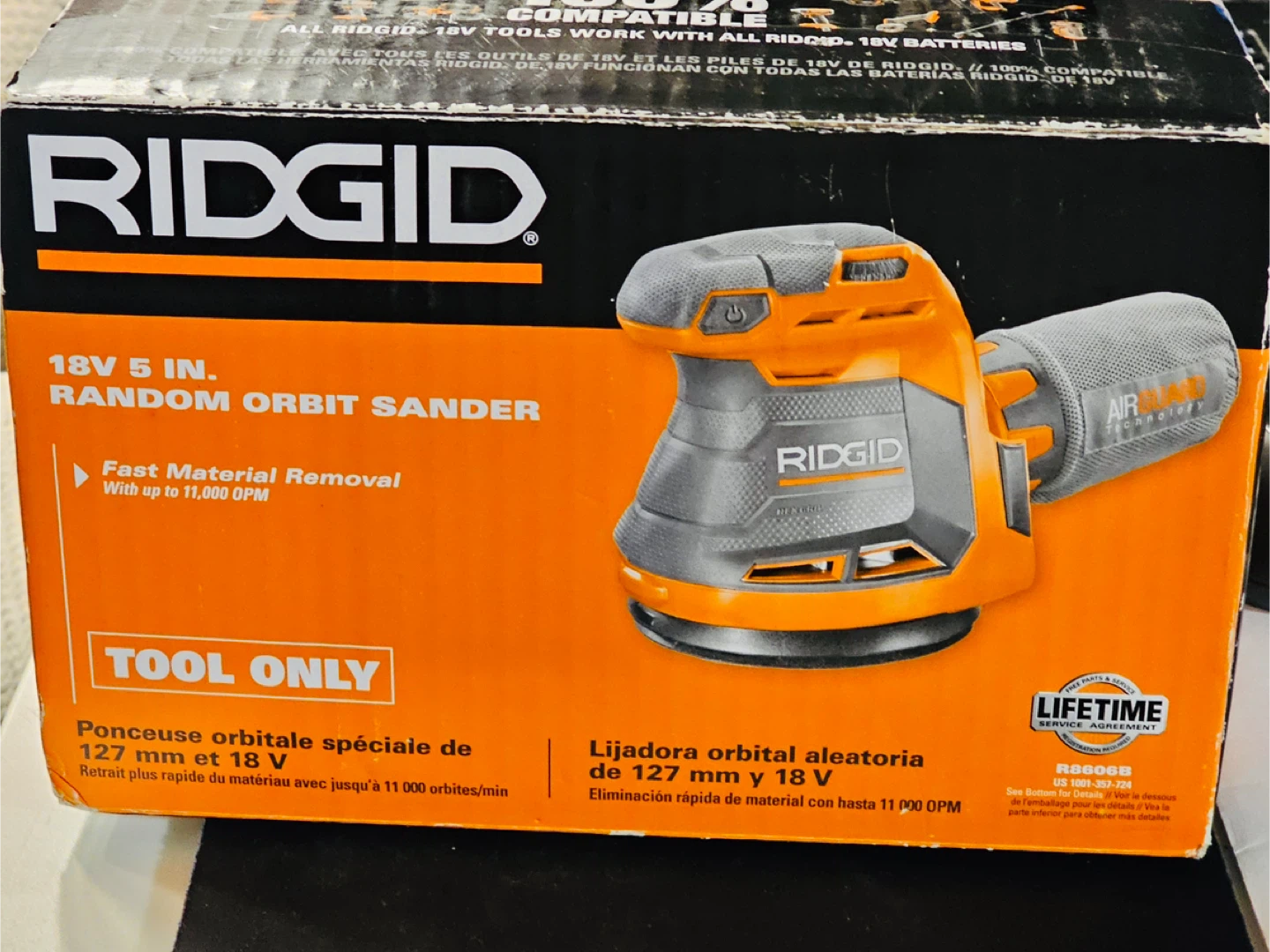 RIDGID 18V 5 In. Random Orbit Sander Tool Only