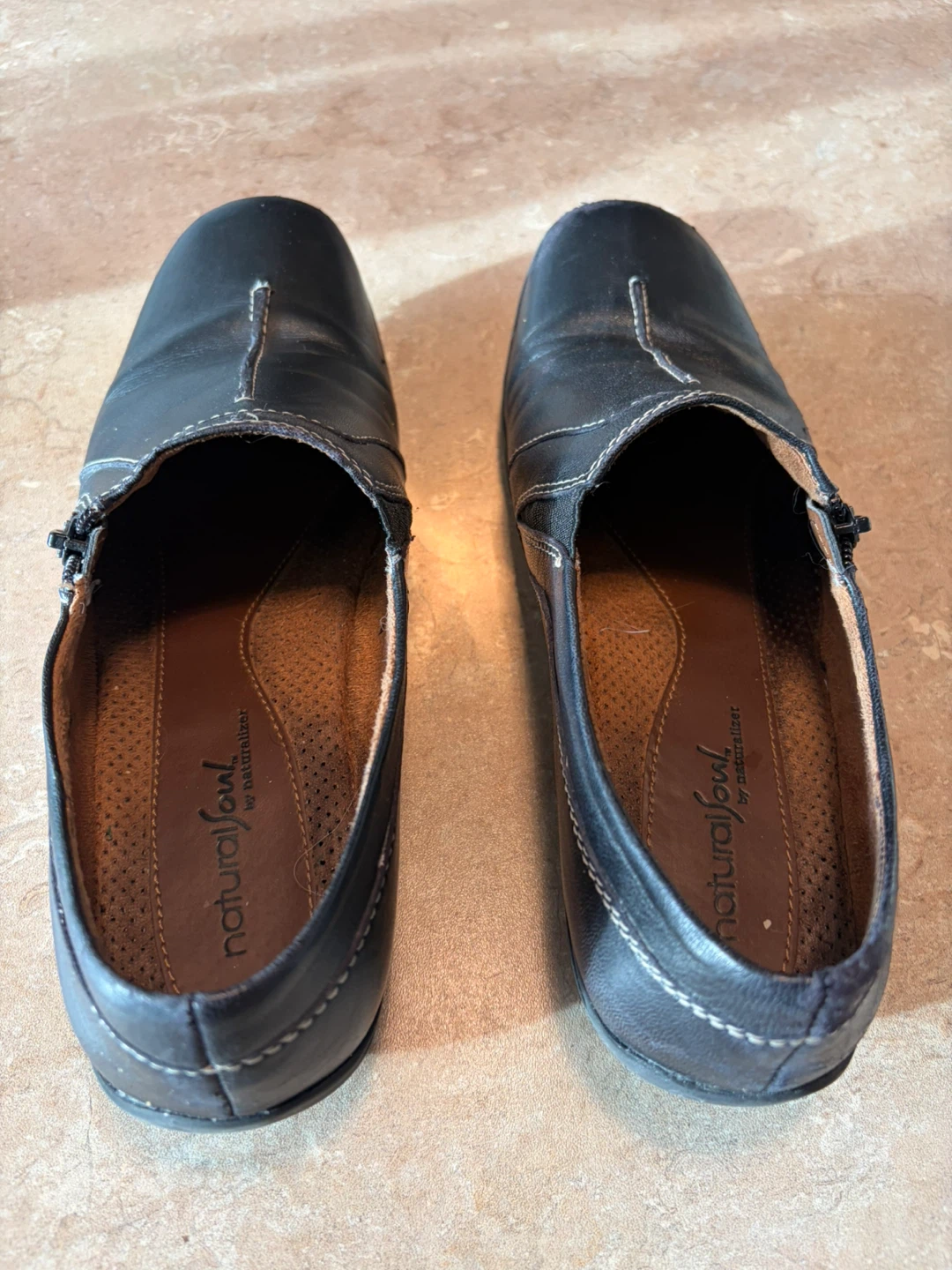 Natural Soul Black Leather Slip-On Shoes - photo 3
