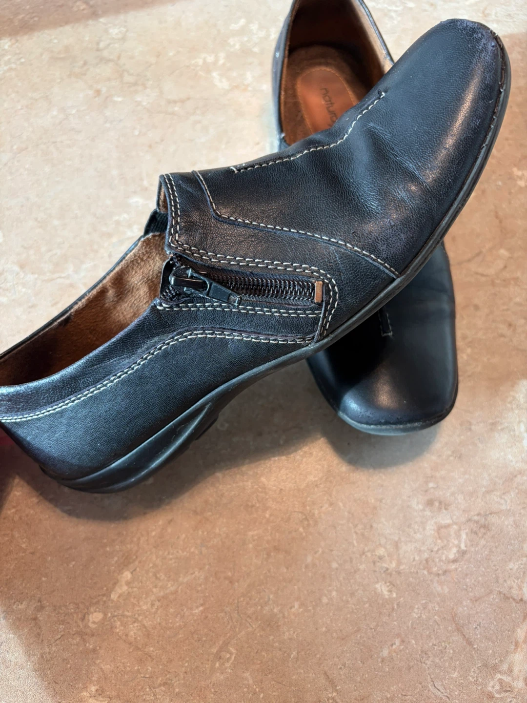 Natural Soul Black Leather Slip-On Shoes - photo 2