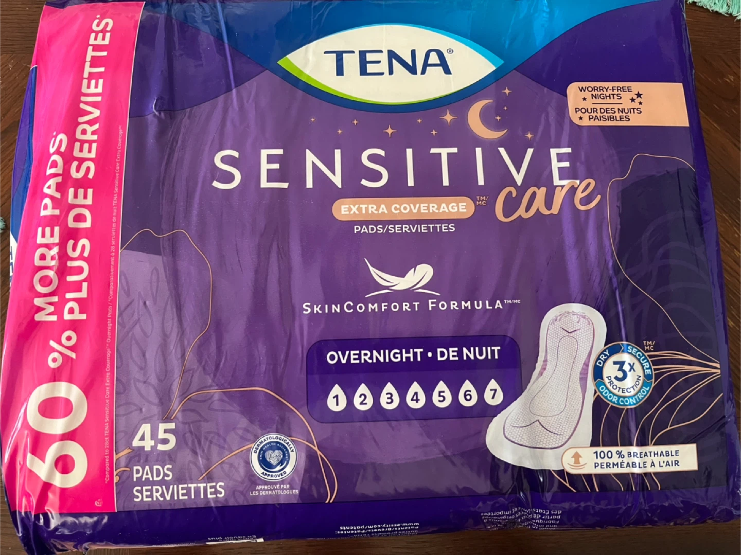 TENA Sensitive Care Overnight Pads - 45 Count