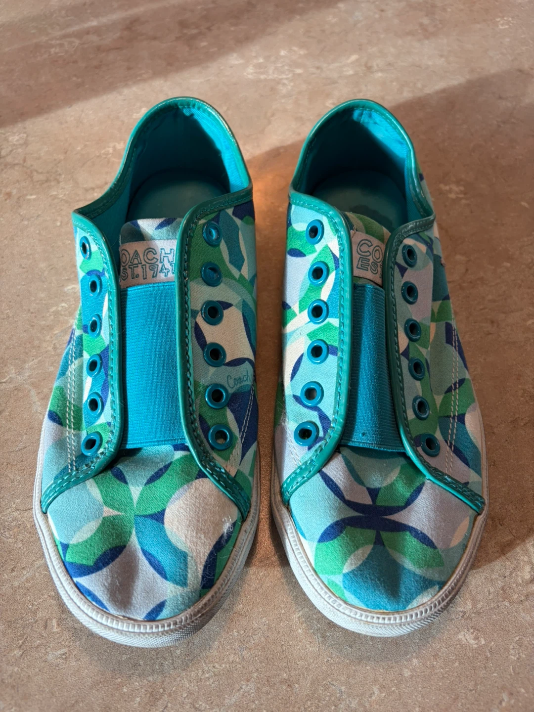 Coach Women's Green & Blue Sneakers Size 7.5 B
