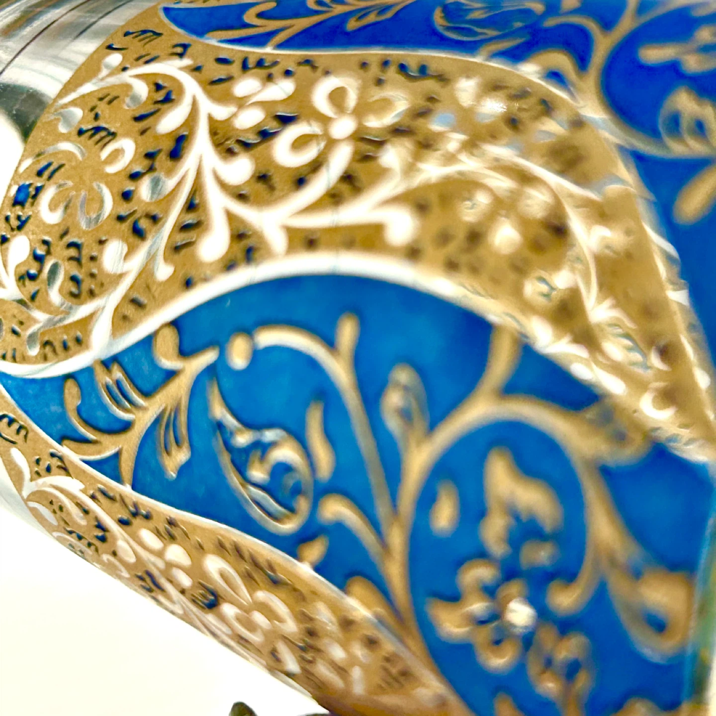 Set of 3 Cobalt Blue & Gilt Bohemian Glass Tumblers - photo 4