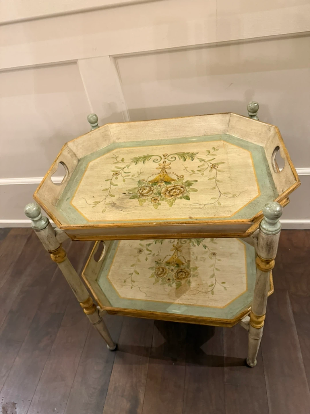 Vintage Two-Tiered Serving Tray Table