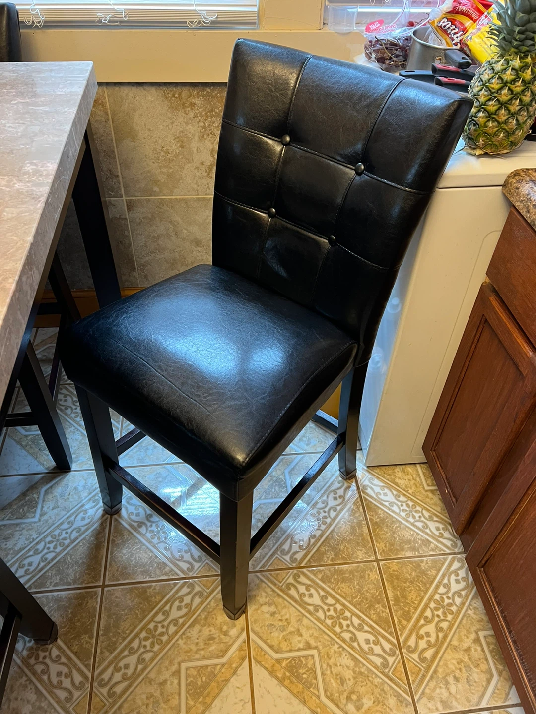 Square Dining Table with 6 Black Faux Leather Chairs - photo 4