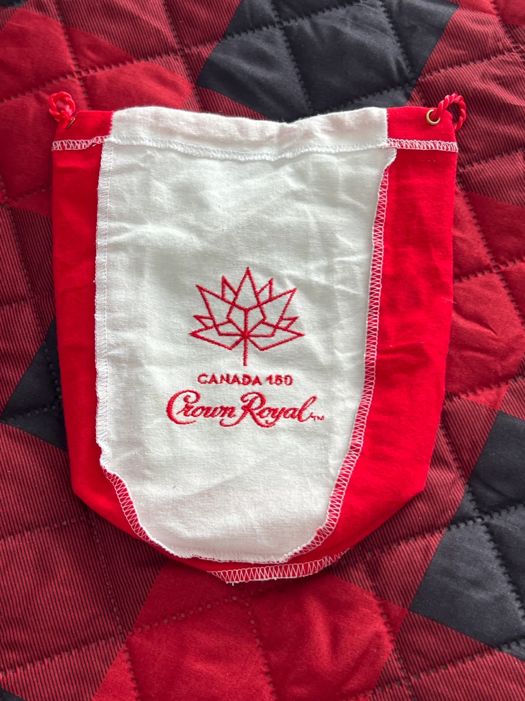 Crown Royal Canada 150th Anniversary White & Red Drawstring Bag