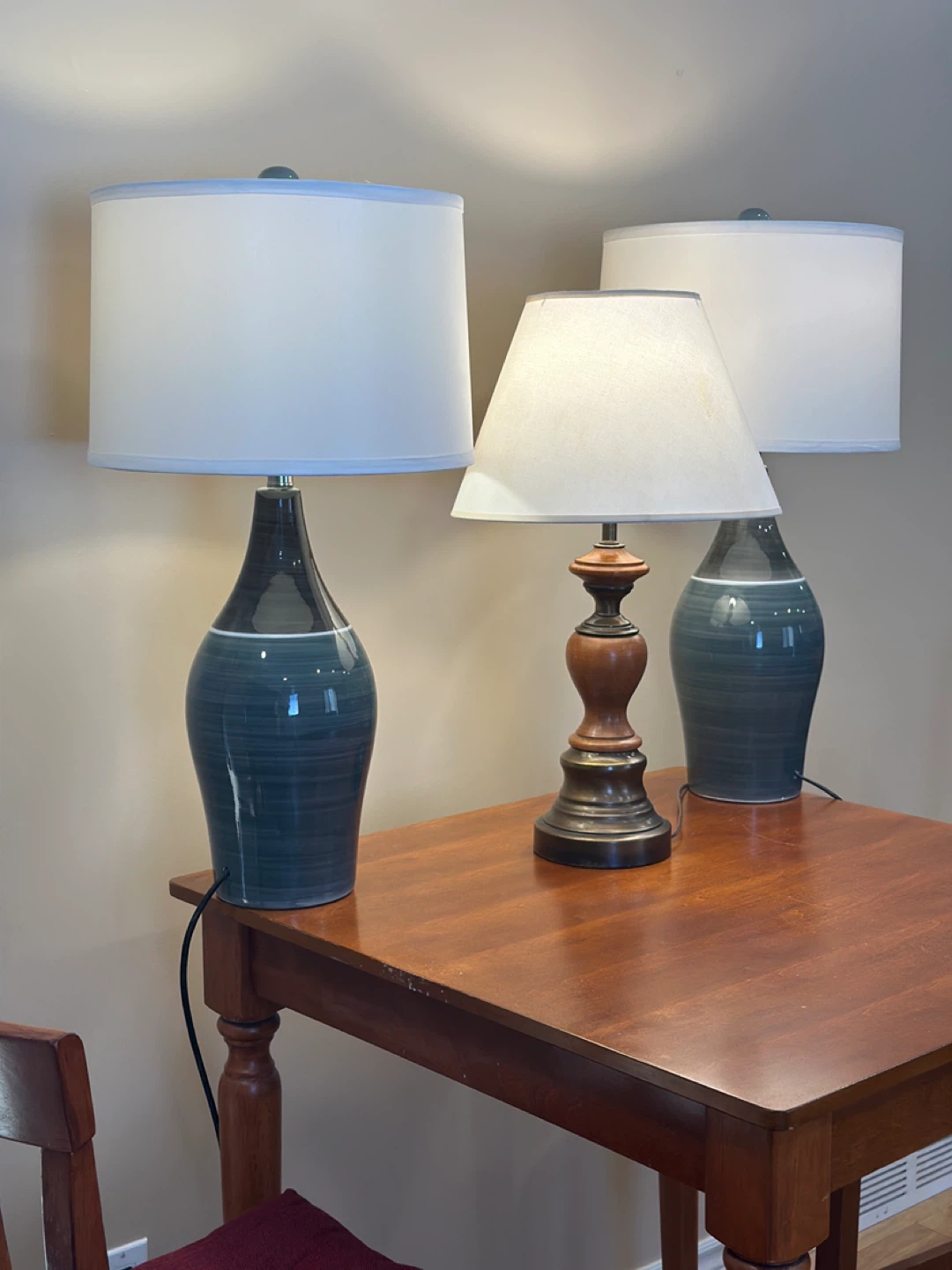 Ashley’s Ceramic Matching Table Lamps / Wood Lamp (CAN DELIVER) - photo 2