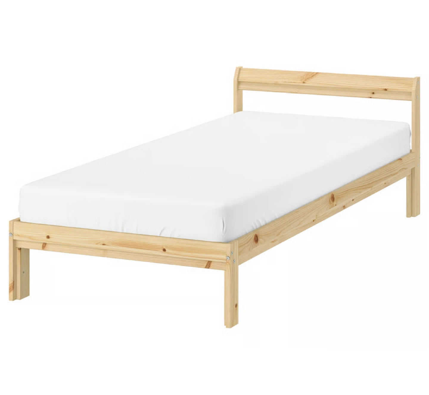 IKEA Pine Wood Bed Frame with Mattress - photo 2