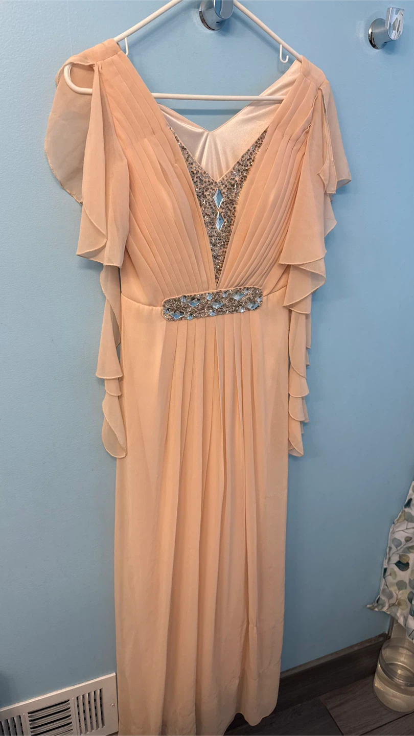 Women's Embellished Maxi Dress - Peach