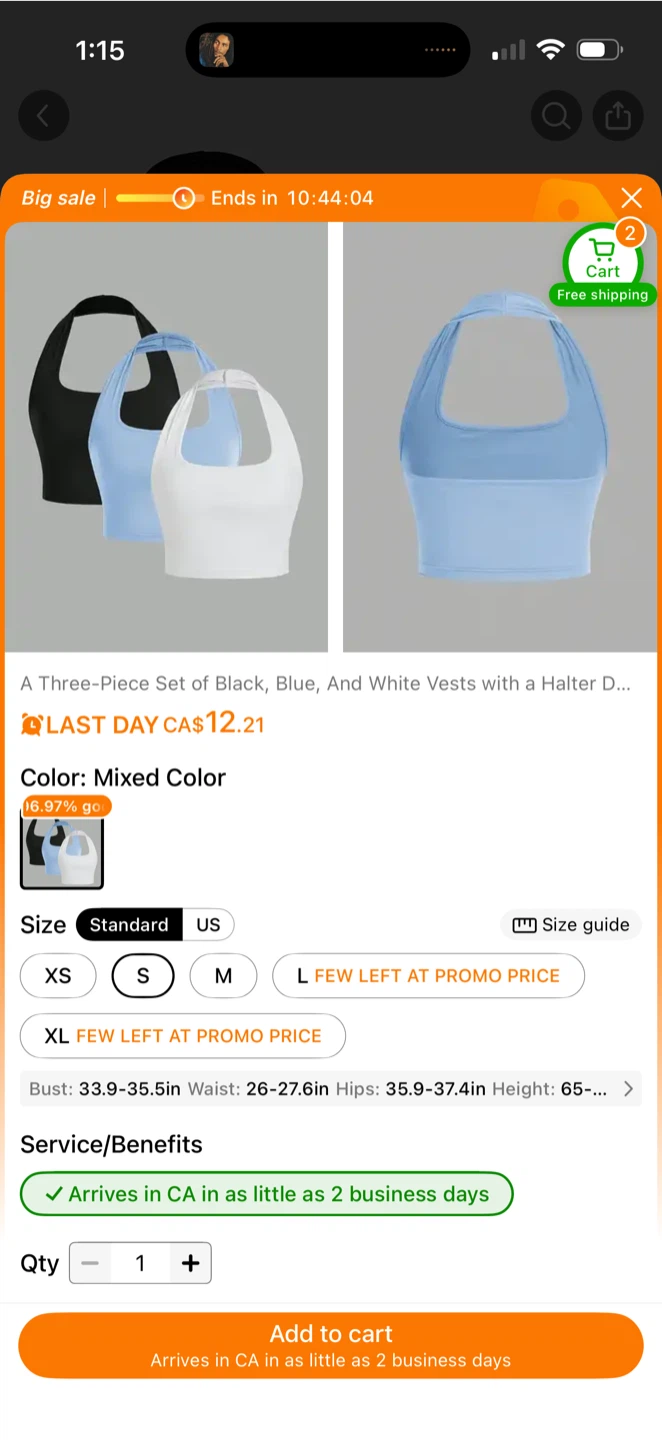 Small Three-Piece Halter Neck Vests Set (Black, Blue, White)