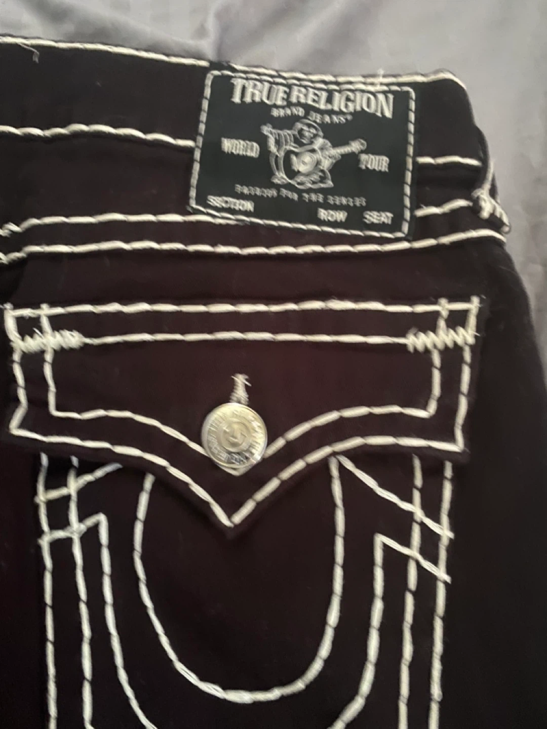 True Religion Brand Jeans Black White Stitch Size 34 - photo 2