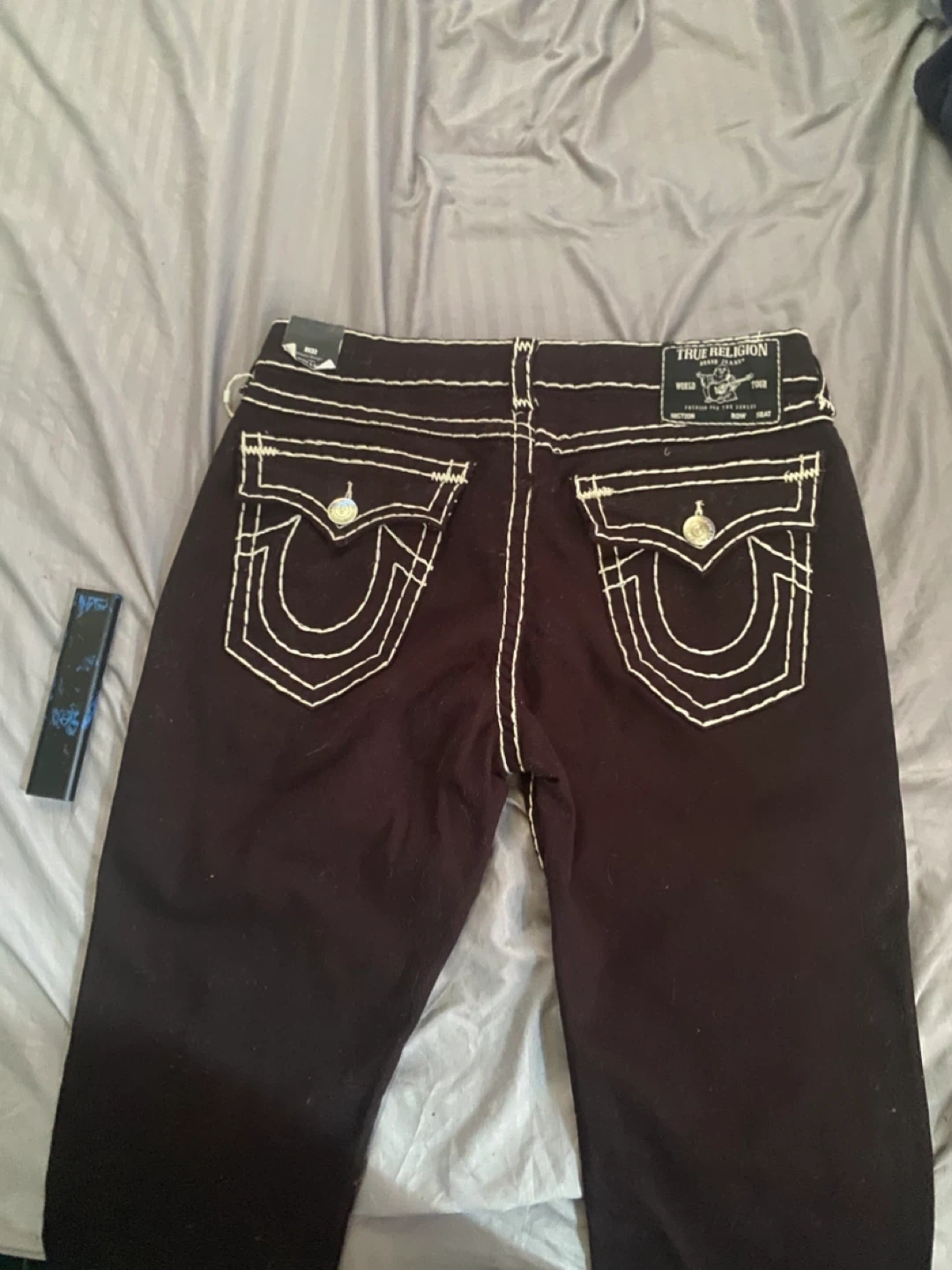 True Religion Brand Jeans Black White Stitch Size 34 - photo 5