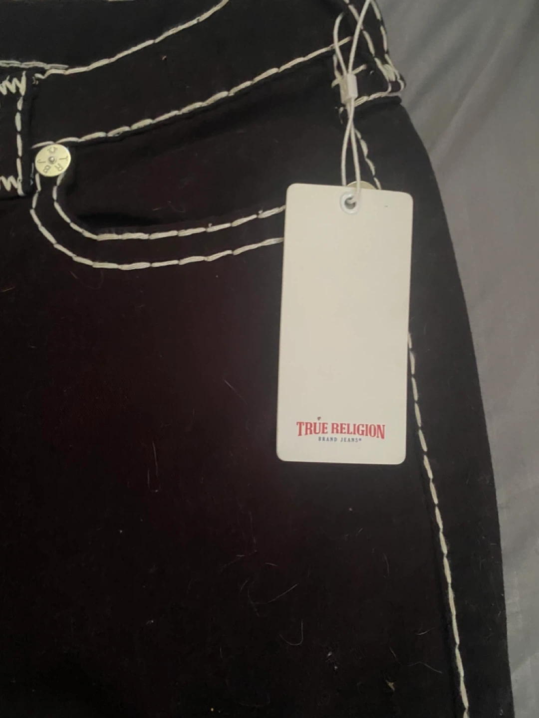 True Religion Brand Jeans Black White Stitch Size 34 - photo 4