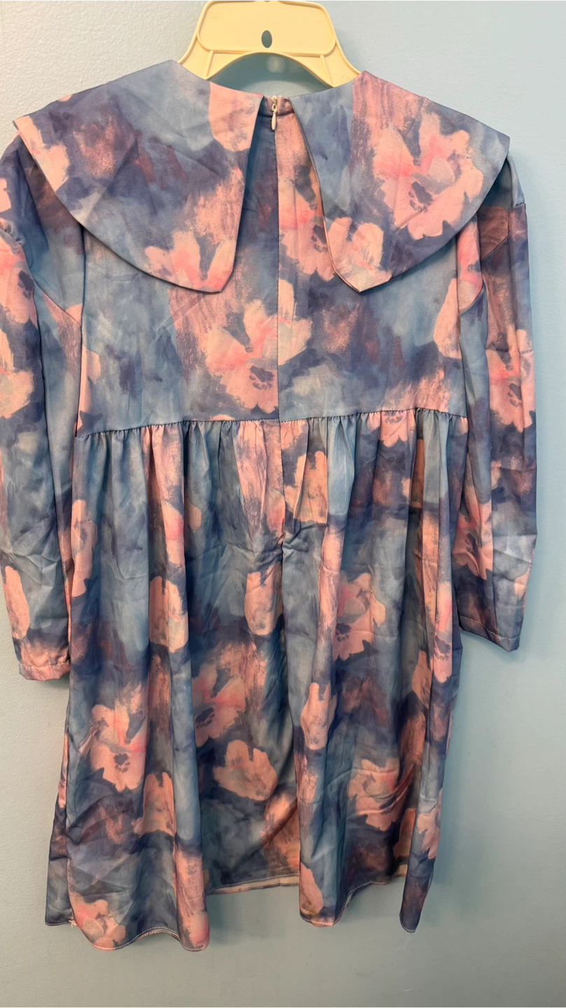 U.P.Y. Women's Blue Pink Floral Print Dress with Collar - photo 2