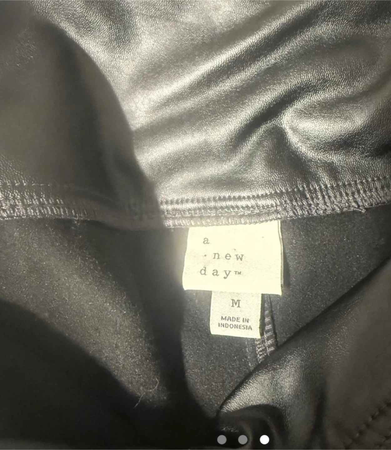 A New Day Black Faux Leather Leggings Size M - photo 3