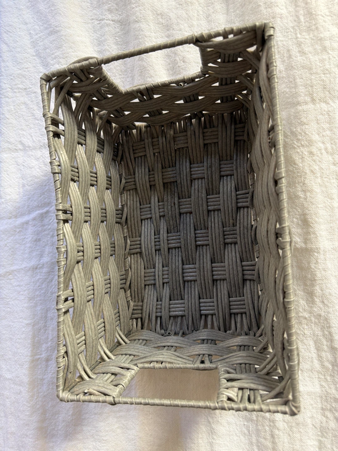 Gray Woven Storage Basket with Handles