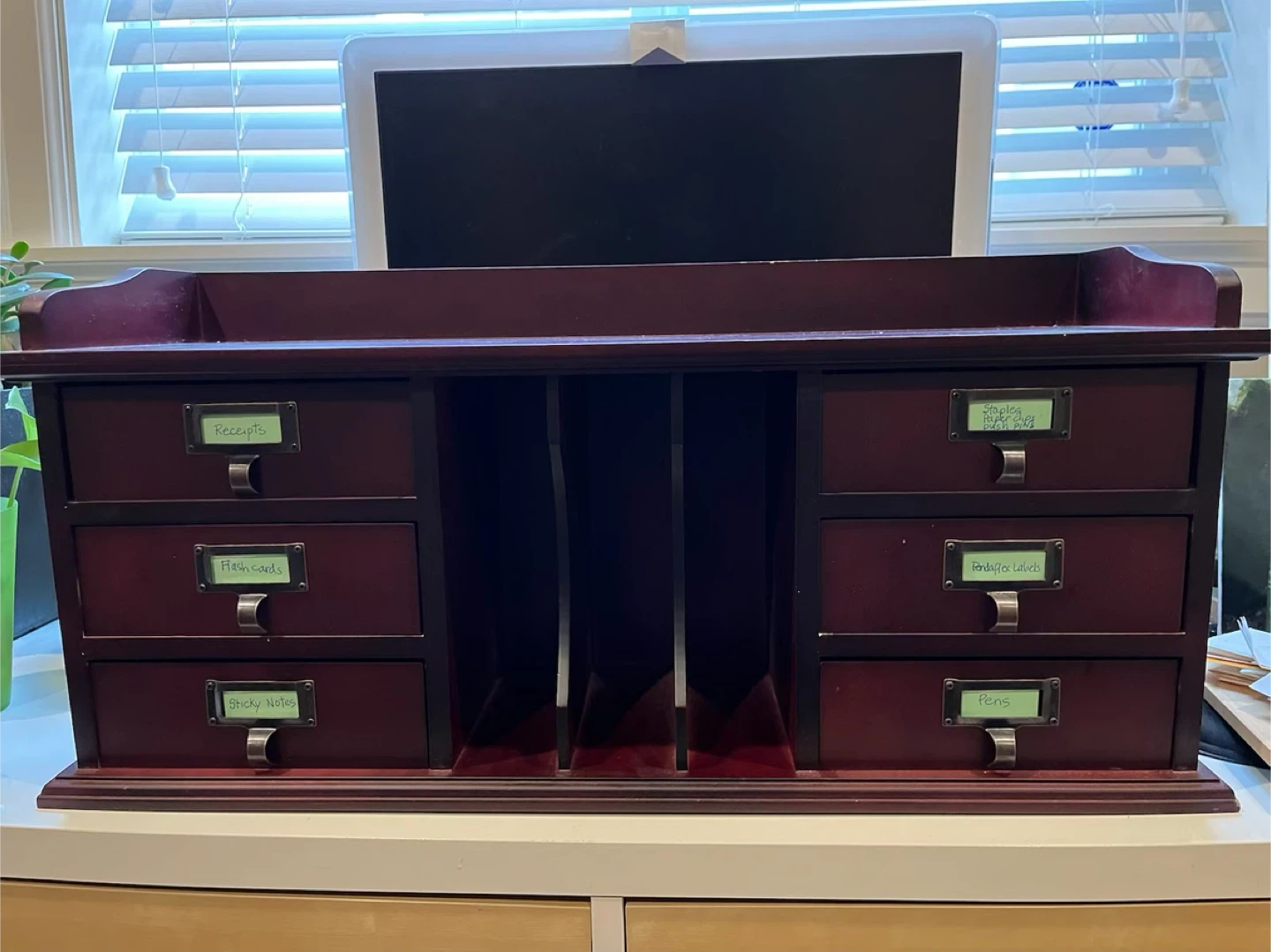 Wooden Desk Organizer with Drawers