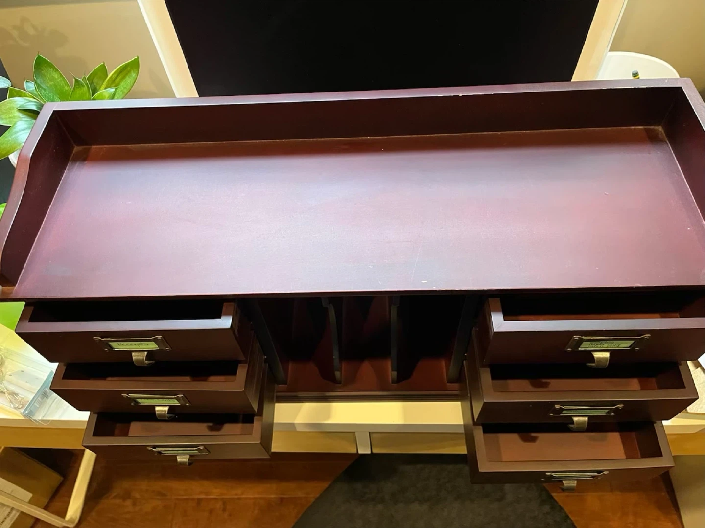 Wooden Desk Organizer with Drawers - photo 2