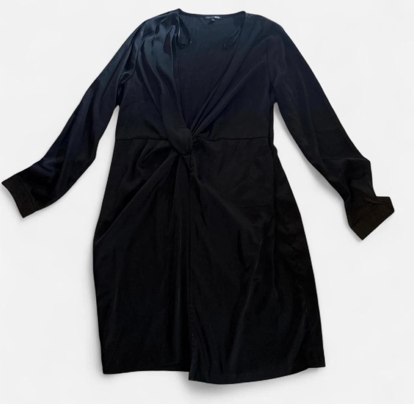 Black Twist Front Midi Dress - Size 1X