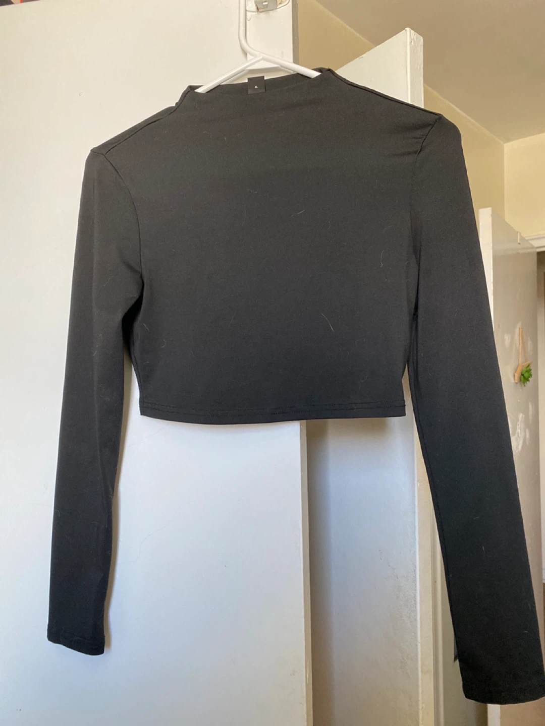 Black Cropped Long Sleeve Top
