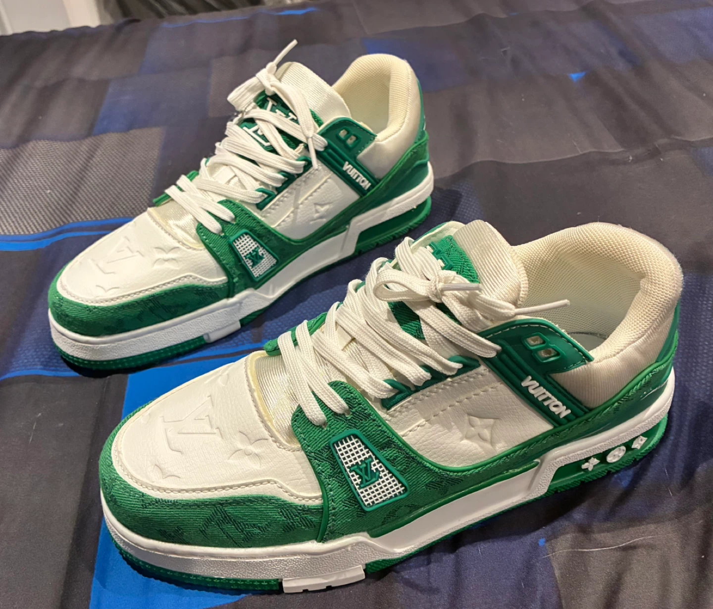 Louis Vuitton Green and White Sneakers