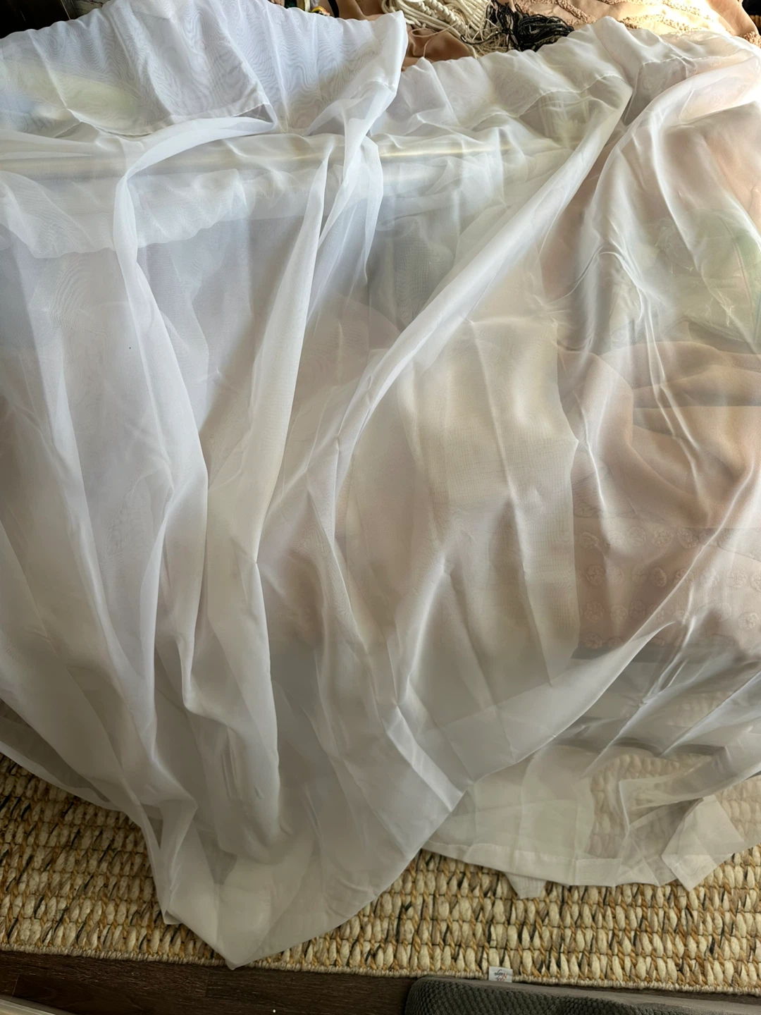 White sheer curtain set
