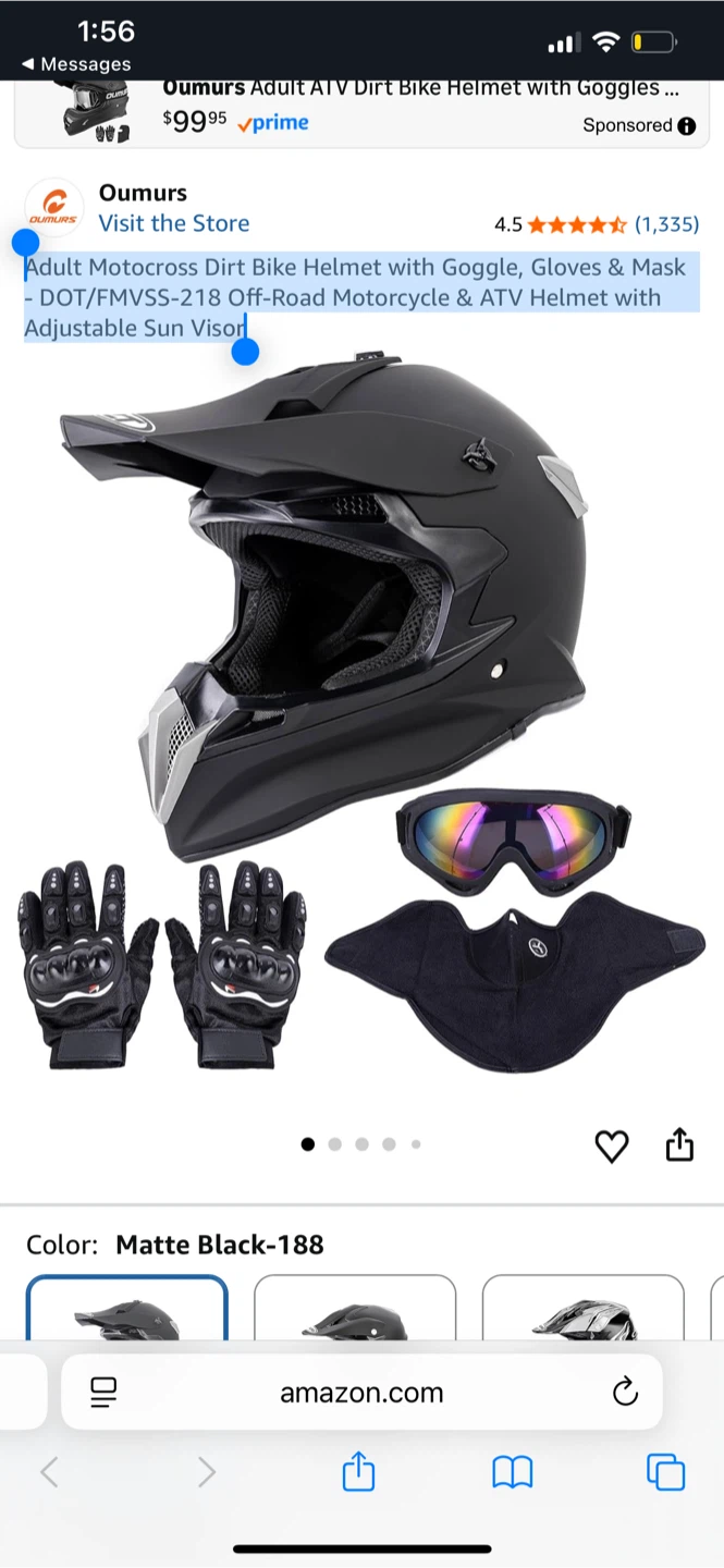 This is an adult motocross dirt bike helmet set