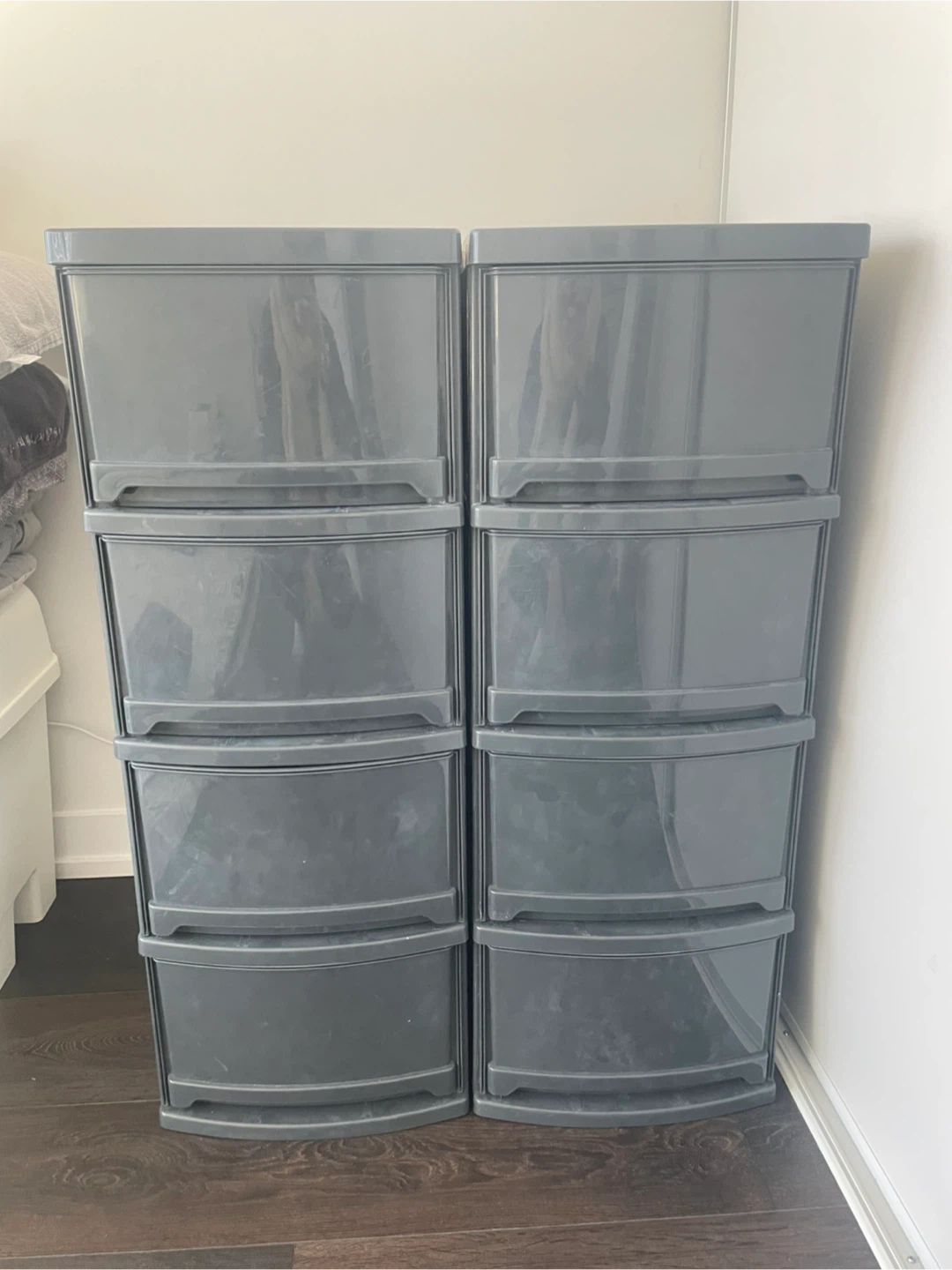 Grey 4-Drawer Storage (Set of 2)